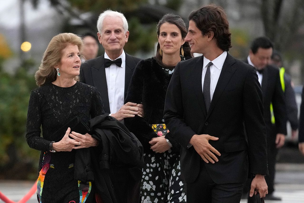 Caroline Kennedy, ambassador of the United States to Australia, left, arrives with her husband, Edwin Schlossberg, center left, and her children Tatiana Schlossberg, center right, and Jack Schlossberg, right, Sunday, Oct. 29, 2023 Caroline Kennedy, left, her husband, Edwin Schlossberg, center left, and her children Tatiana Schlossberg, center right, and Jack Schlossberg, right, on Oct. 29, 2023, in Boston.Credit: AP Photo/Steven Senne