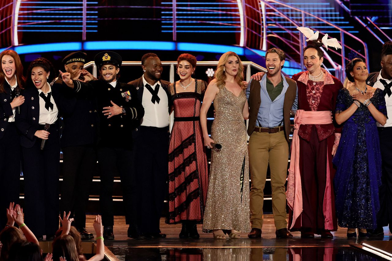 Tess Marshall, Kristina Leopold, Layton Williams, Frankie Grande, Polanco Jones Jr., Melissa Barrera, Marla Mindelle, Constantine Rousouli, Jim Parsons and Deborah Cox of the cast of TitanÃque perform onstage during The 79th Annual Tony Awards at Radio City Music Hall on June 07, 2026 Credit: Theo Wargo/Getty for Tony Awards Productions