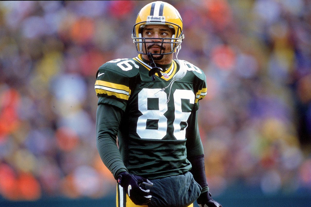 Antonio Freeman during a Green Bay Packers game in 2000.Credit: Matthew Stockman/Allsport via Getty
