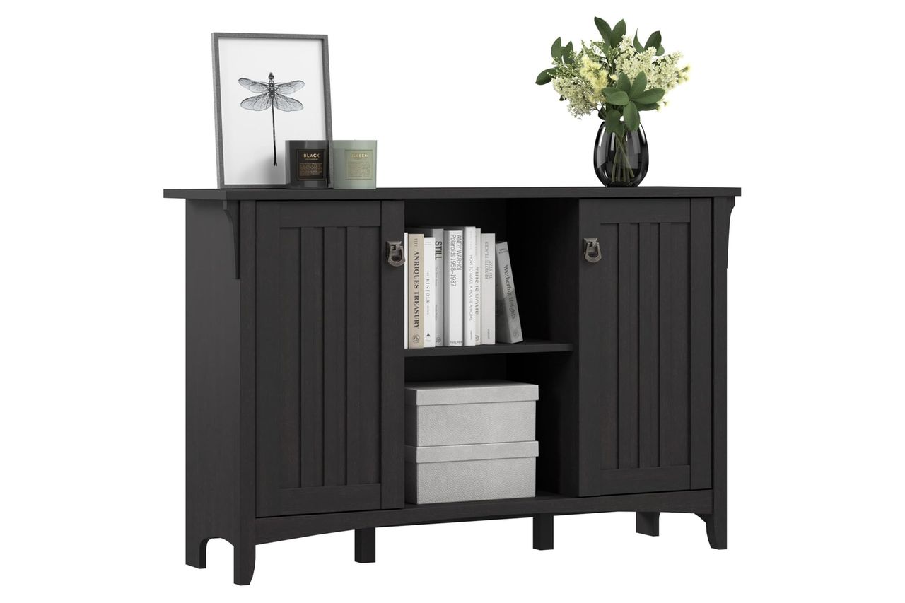Bush Home Salinas Accent Storage Cabinet with Doors in Vintage Black Credit: Amazon