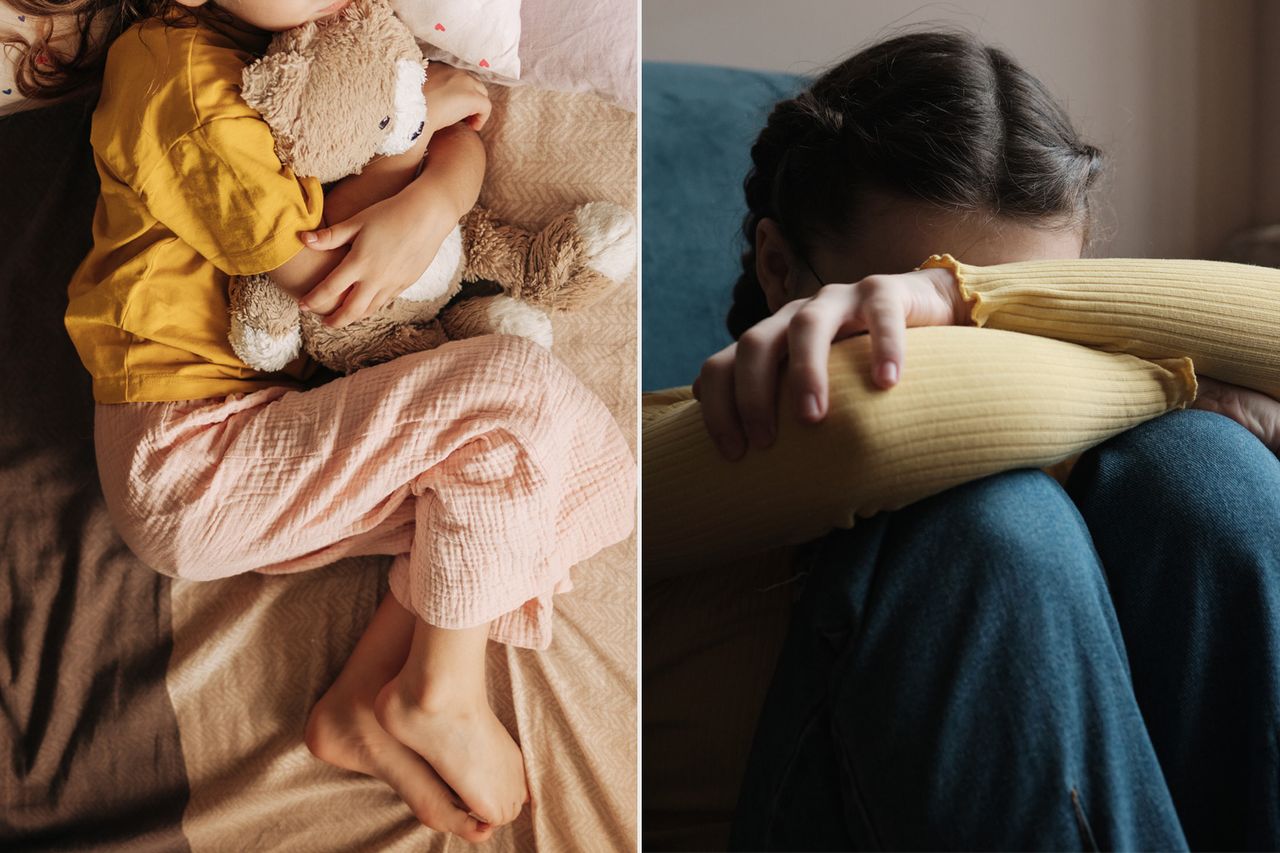 A child sleeping (stock image), a sad teenager (stock image).Credit: Getty