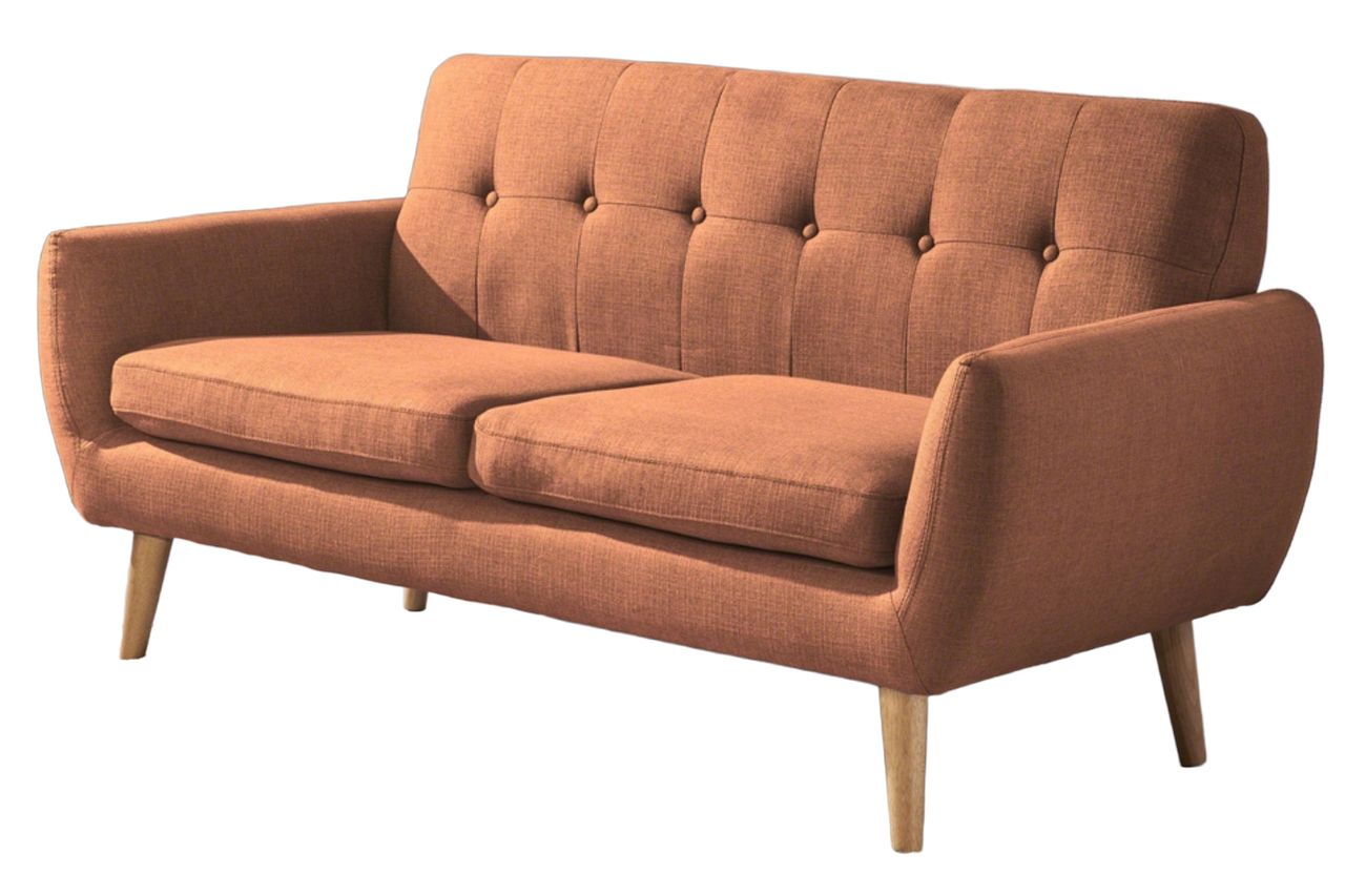Christopher Knight Home Josephine Mid-Century Modern Petite Fabric Sofa, Burnt Orange / Natural Credit: Amazon
