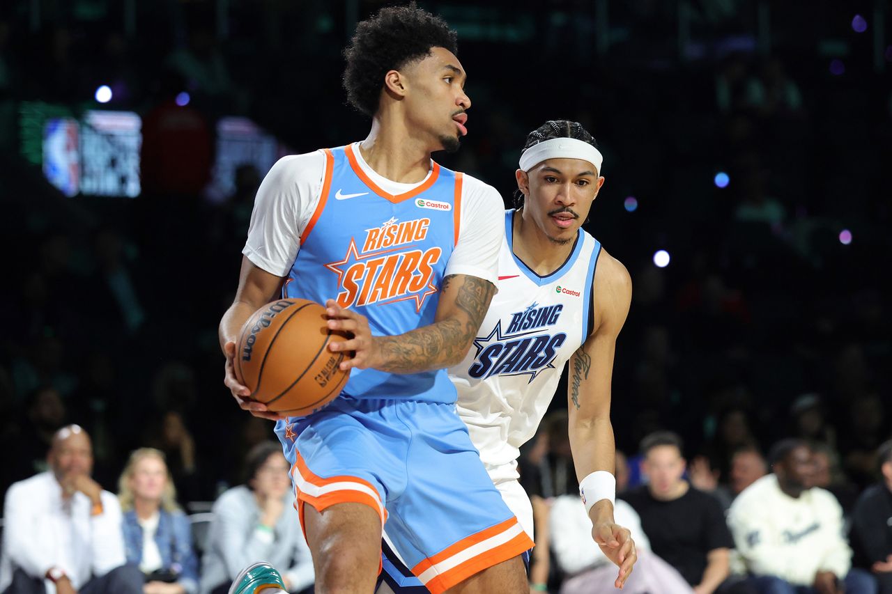 Dylan Harper and Ron Harper Jr. in the Rising Stars Game during 2026 NBA All-Star Weekend at Intuit Dome on February 13, 2026 in Inglewood, California.Credit: Ronald Martinez/Getty