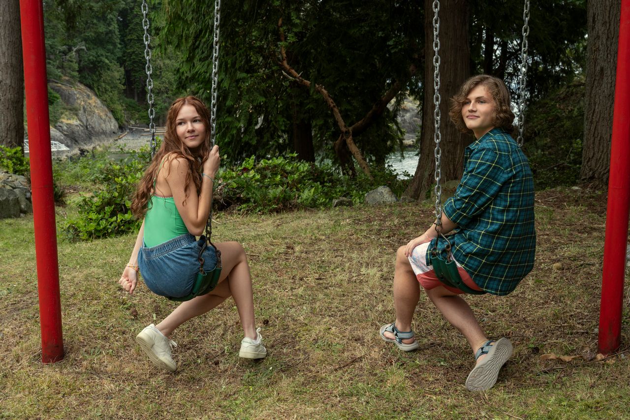 Juliette Hawk as Young Percy and Blue Clarke as Young Sam in 'Every Year After'Credit: Apple TV