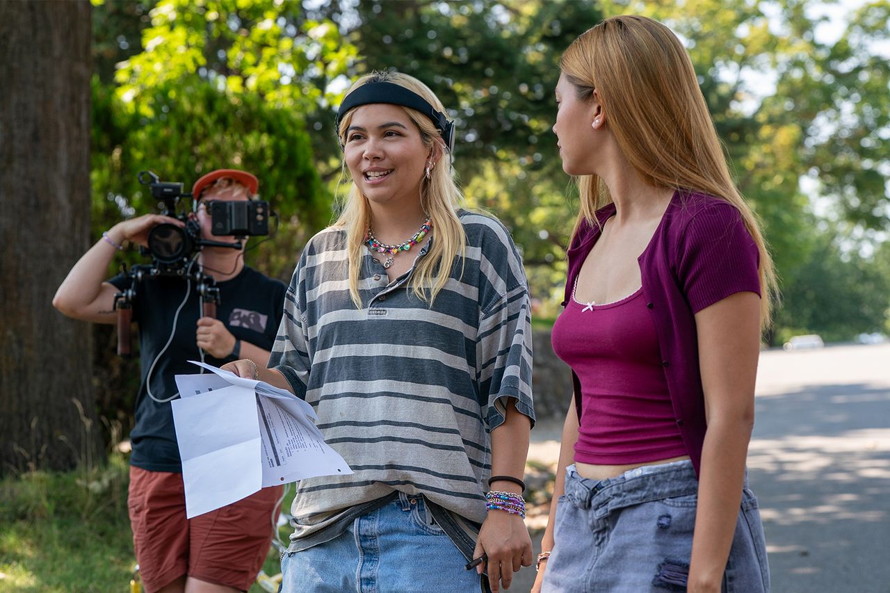 Director Hayley Kiyoko and actor Myra Molloy on the set of their film Girls Like Girls. Hayley Kiyoko and Myra Molloy on the set of 'Girls Like Girls'Credit: Dan Power/Focus Features