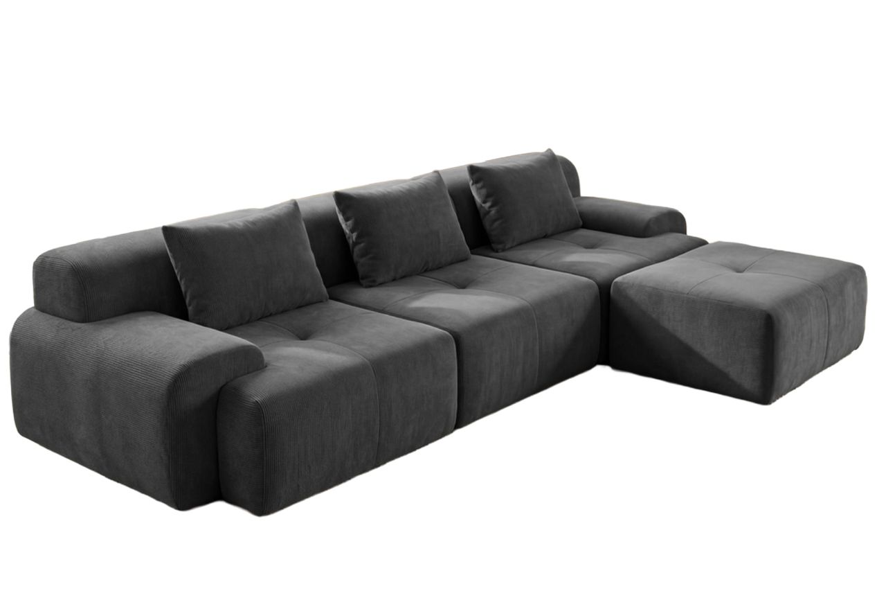 GRUSIGN 108'' Modular Sectional Boneless Couch, Tufted Cloud Sectional Couches for Living Room, L Shape Deep Seat Sofa with Ottoman & 3 Throw Pillows,Corduroy Oversized Couch,Dark Grey | Sectional Credit: Amazon