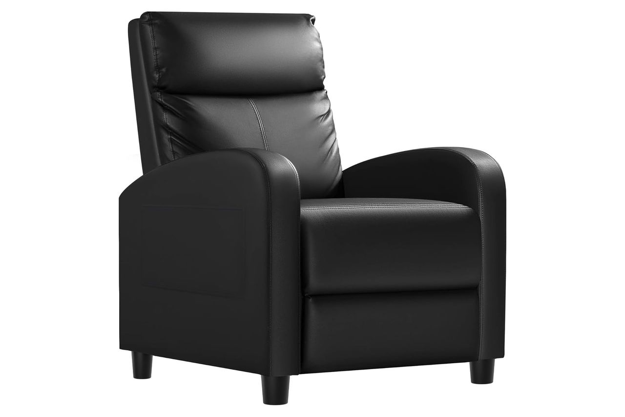 Homall Recliner Chair, Recliner Sofa PU Leather for Adults, Recliners Home Theater Seating with Lumbar Support, Reclining Sofa Chair for Living Room (Black, Leather) Credit: Amazon