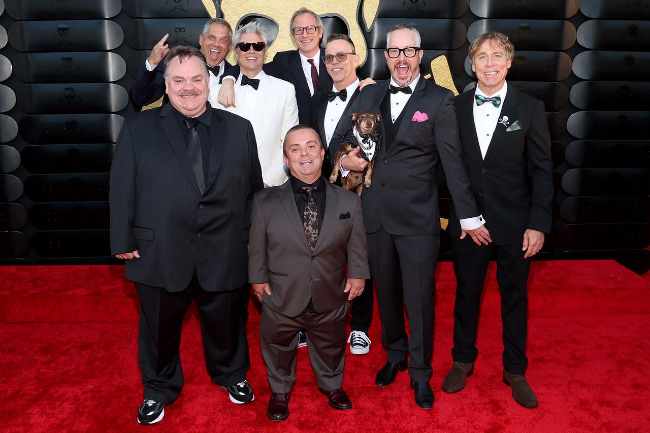 (L-R) Preston Lacy, Jeff Tremaine, Johnny Knoxville, Jason Acuña aka Wee Man, Spike Jonze, Steve-O, Ehren McGhehey and Dave England on June 24, 2026, in Los AngelesCredit: Phillip Faraone/Getty