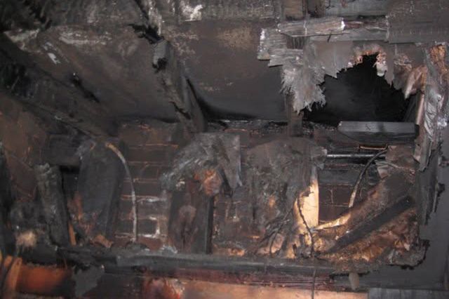 Damage done to Kat Von D's rental home due to a fire in 2010.Credit: Kat Von D/Facebook