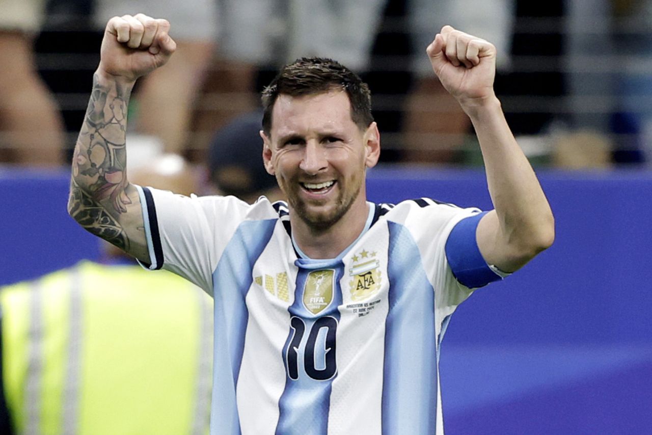 Lionel Messi of Argentina celebrates 2-0 during the World Cup match between Argentina v AustriaCredit: Rico Brouwer/Soccrates/Getty