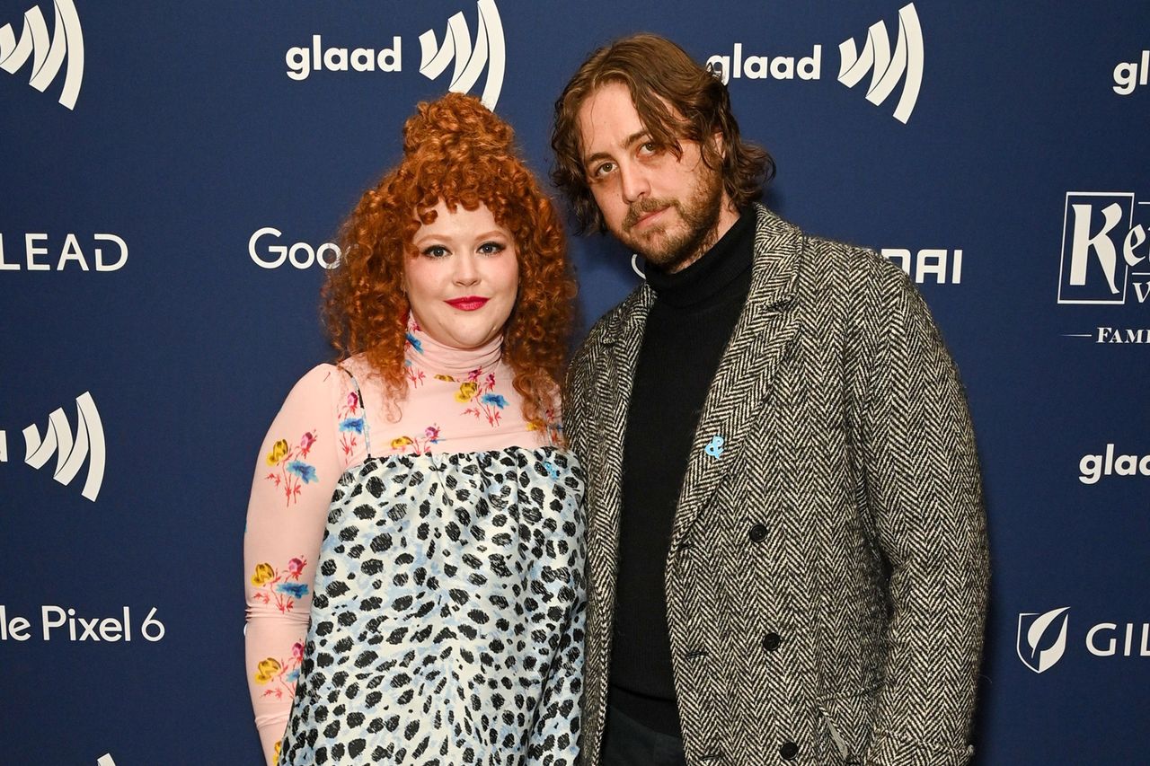 Mary Wiseman and Noah Averbach-Katz attend the 33rd Annual GLAAD Media Awards on May 6, 2022, in New York City.Credit: Bryan Bedder/Getty