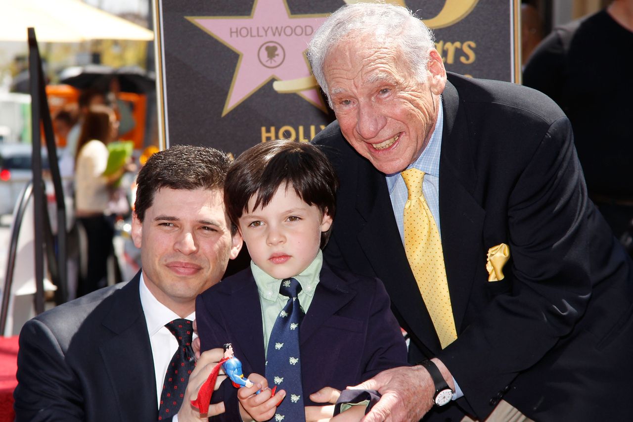 Mel Brooks and his son Max and grandson Henry.Credit: Michael Tran/FilmMagic