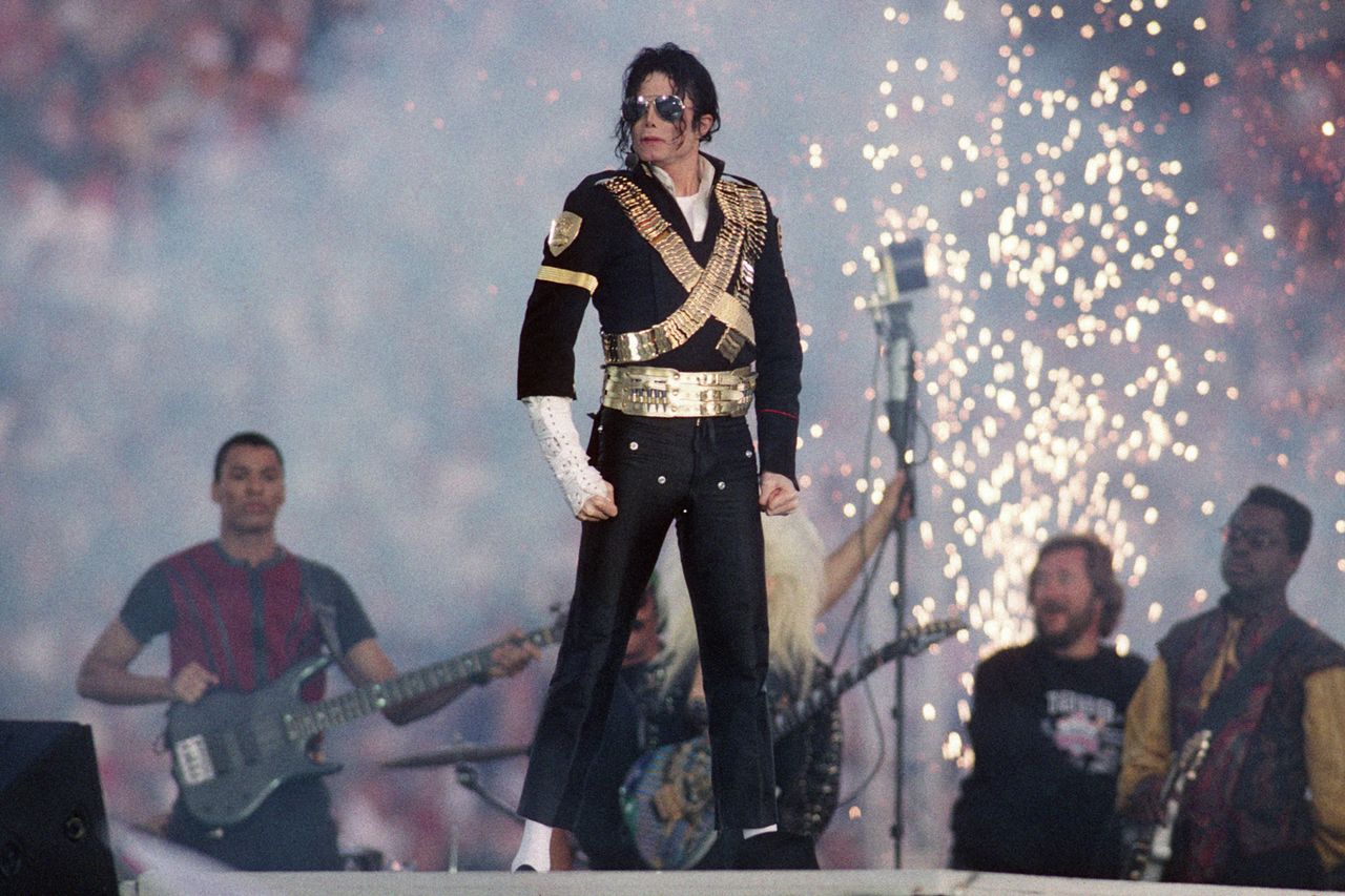 Michael Jackson performs during halftime in Super Bowl XXVII on January 31, 1993 in Pasadena, California.Credit: Steve Granitz/WireImage