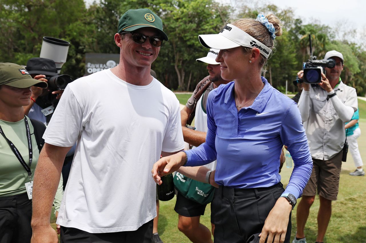 Nelly Korda and fiancé Casey Gunderson celebrate after Korda won the Mexico Riviera Maya Open on May 03, 2026 in Playa del Carmen, Mexico. Casey Gunderson and Nelly Korda celebrate after she won the Mexico Riviera Maya Open in May 2026.Credit: Ishika Samant/Getty