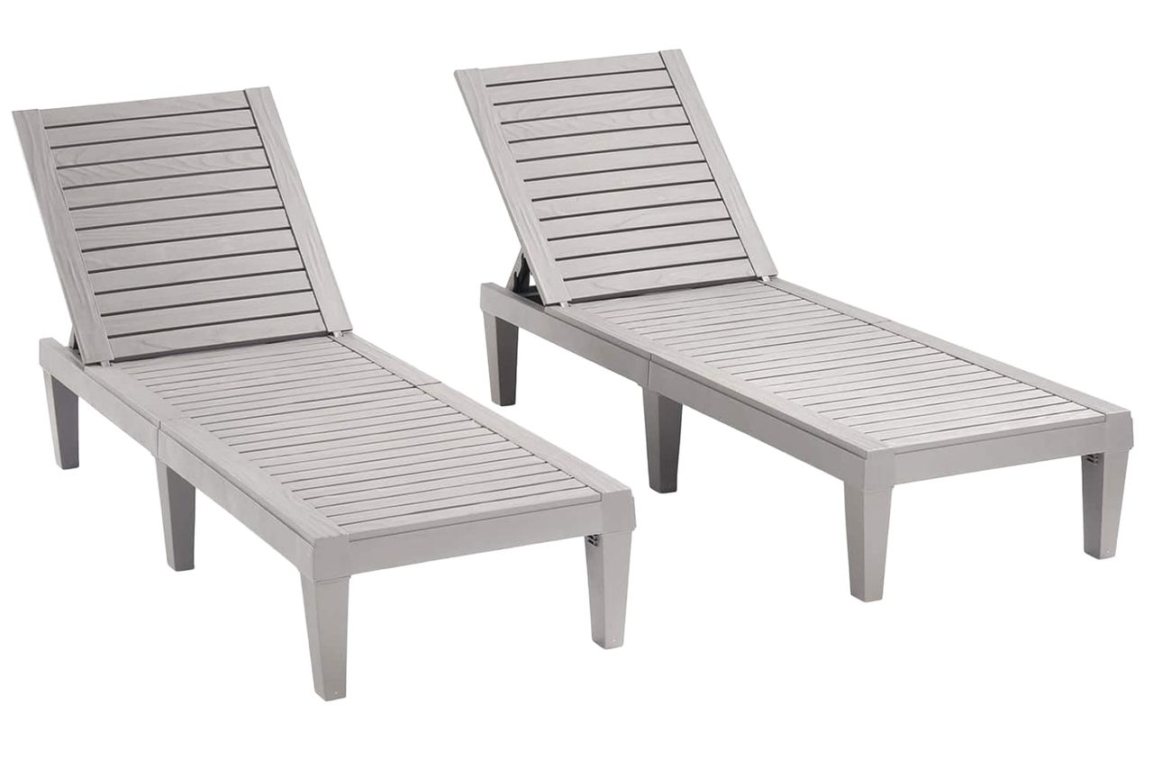 Nestl Patio Chairs - Grey Chaise Lounge Chair Outdoor, 5-Position Adjustable Sun Tanning Chair, Waterproof Pool Lounge Chairs Set of 2, Reclining Lawn Chair, Lightweight Outdoor Lounge Chairs Credit: Amazon