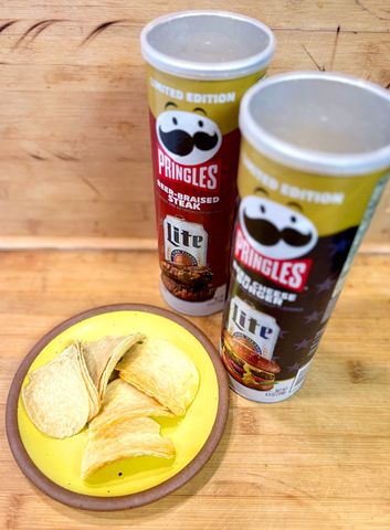 Tasting the two Pringles and Miller Lite flavorsCredit: Stacy Lambe