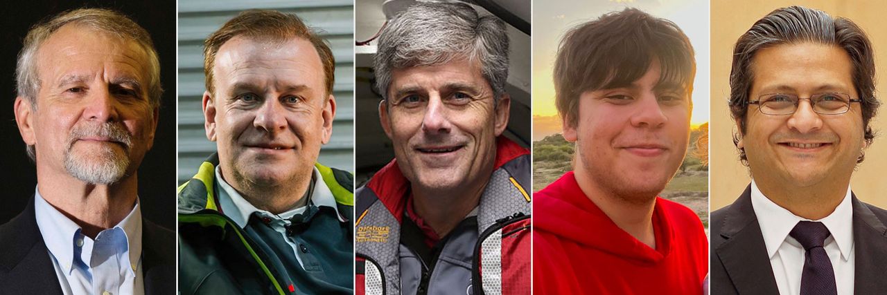 Paul-Henri Nargeolet; Hamish Harding; Stockton Rush; Suleman Dawood; Shahzada DawoodCredit: JOEL SAGET/AFP via Getty Images; Alamy; HANDOUT/OceanGate Expeditions/AFP via Getty Images; HANDOUT/DAWOOD HERCULES CORPORATION/AFP via Getty Images (2)