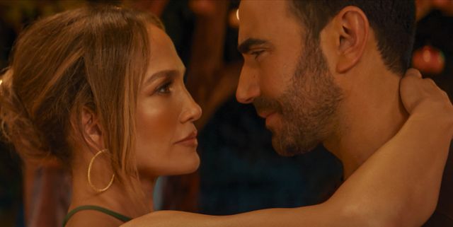 Jennifer Lopez as Jackie Cruz and Brett Goldstein as Daniel Blanchflower in Office Romance.Credit: Netflix