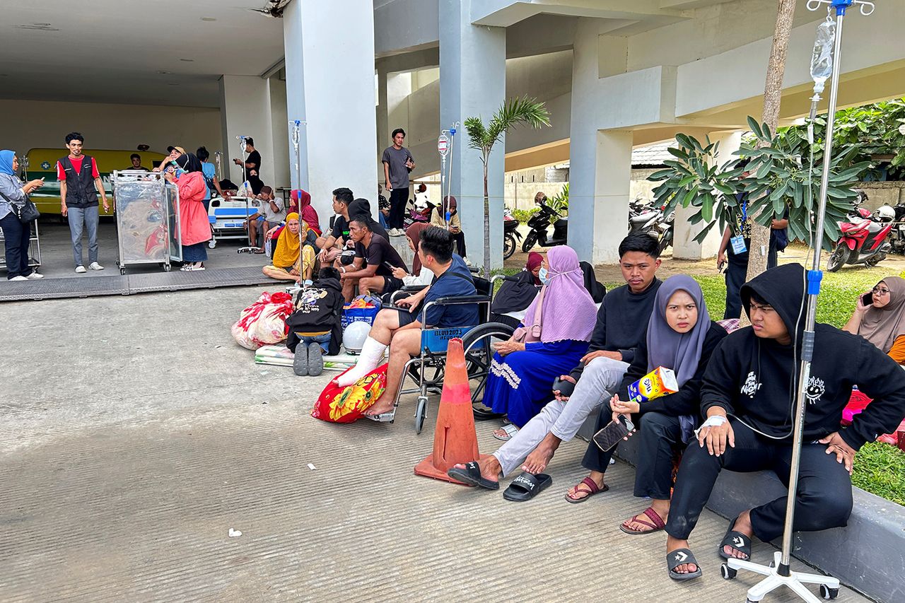Hospital patients being evacuated to an open area after a 6.7-magnitude earthquake hit Palu, Indonesia, on June 16Credit: Opan/Xinhua via Getty