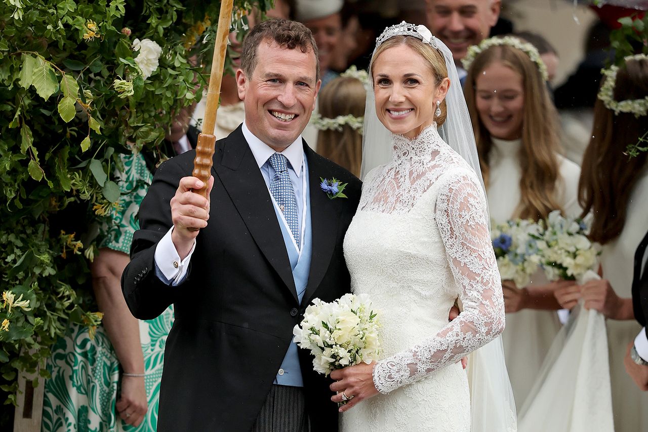 Peter Phillips and Harriet Sperling depart from their royal wedding at All Saints' Church on June 6, 2026 in Kemble, EnglandCredit: Chris Jackson/Getty