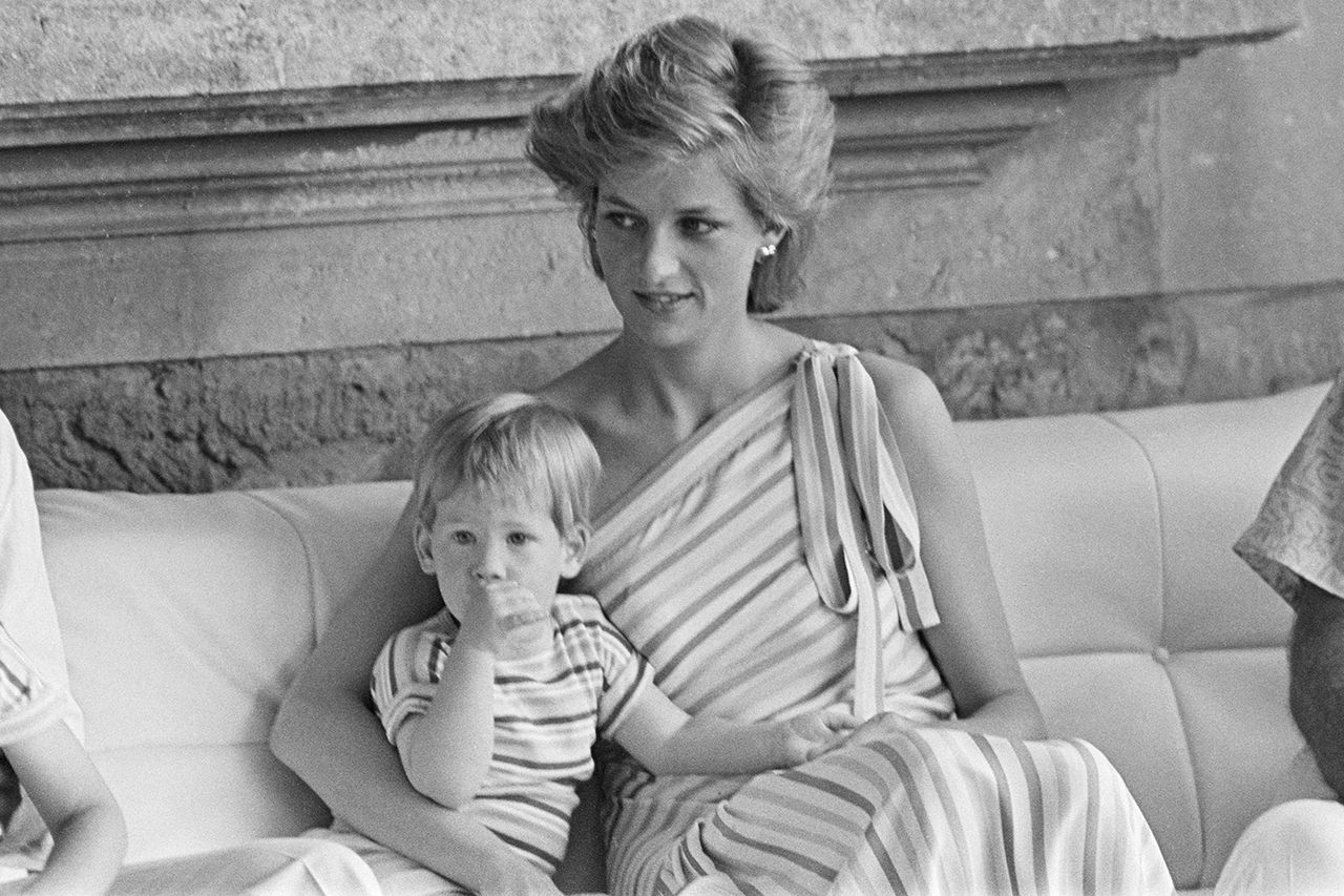 Prince Harry and his mother HRH Princess Diana, the Princess of Wales are on holiday with Prince Charles and Prince William, in Majorca, Spain's Balearic Islands in the Mediterranean. Guests of The King Juan Carlos and Queen Sofia of Spain, Picture shows a young Prince Harry sucking his thumb, Picture taken 12th August 1986. Princess Diana and Harry in Majorca, Spain's Balearic Islands in the MediterraneanCredit: Mirrorpix via Getty