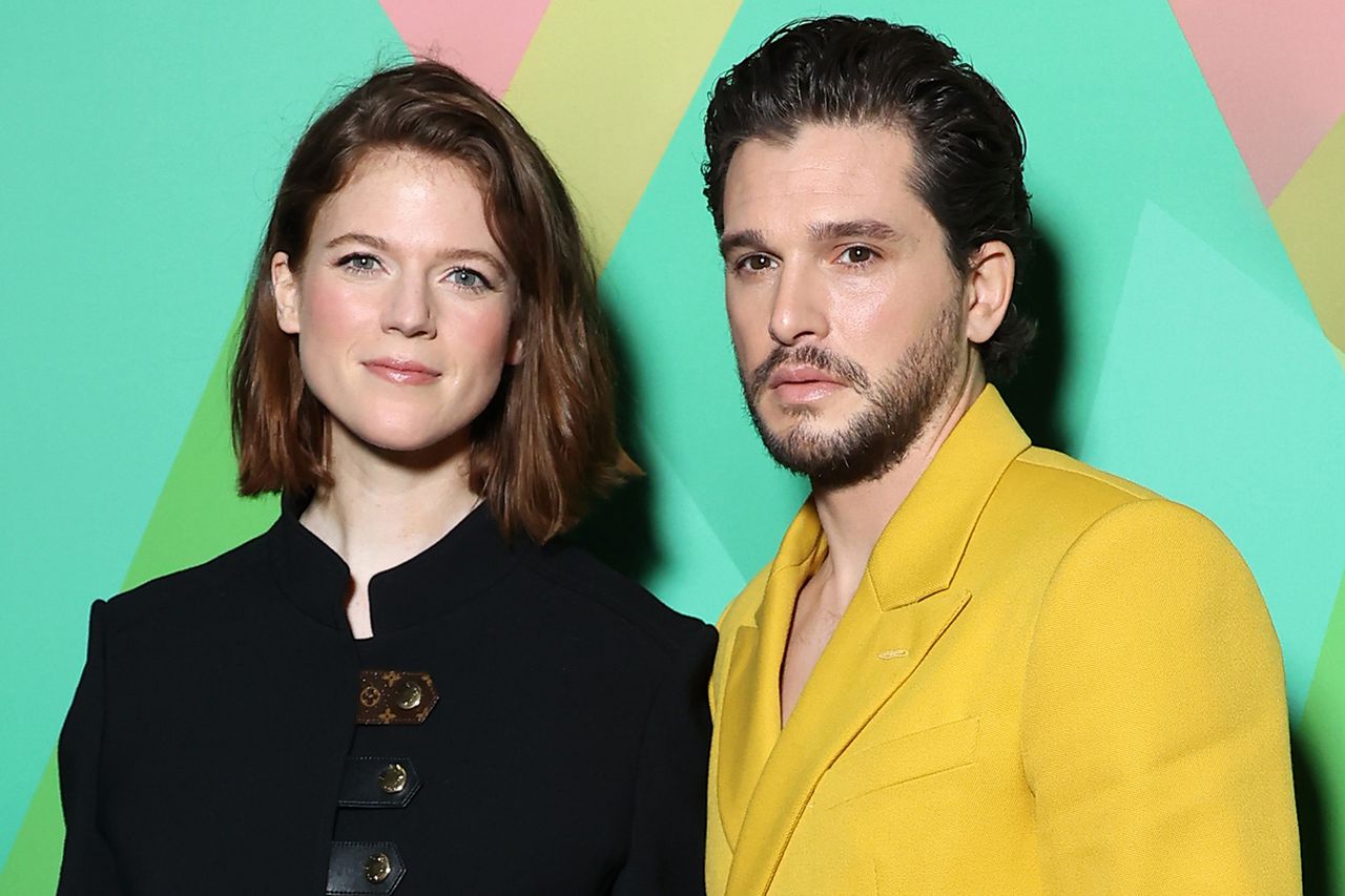 Rose Leslie and Kit Harington at the Louis Vuitton Menswear Fall-Winter 2023-2024 show as part of Paris Fashion Week on January 19, 2023Credit: Marc Piasecki/WireImage