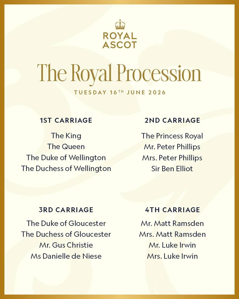 The Royal Procession of Royal Ascot, June 16, 2026.Credit: Official Ascot & Royal Ascot/Instagram