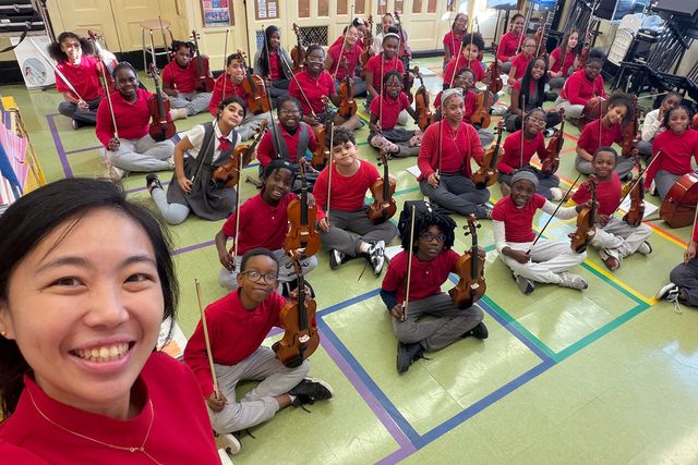 Alice Tsui (left) and her students from New BridgesCredit: Courtesy Alice Tsui