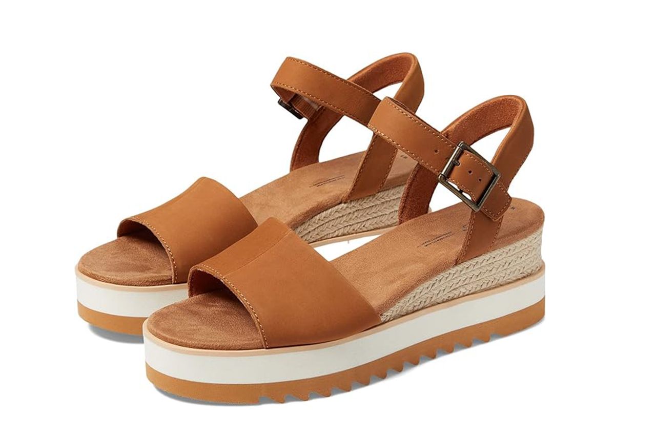 TOMS Women's Diana Wedge Heel Sandal, Leather Upper Credit: Amazon