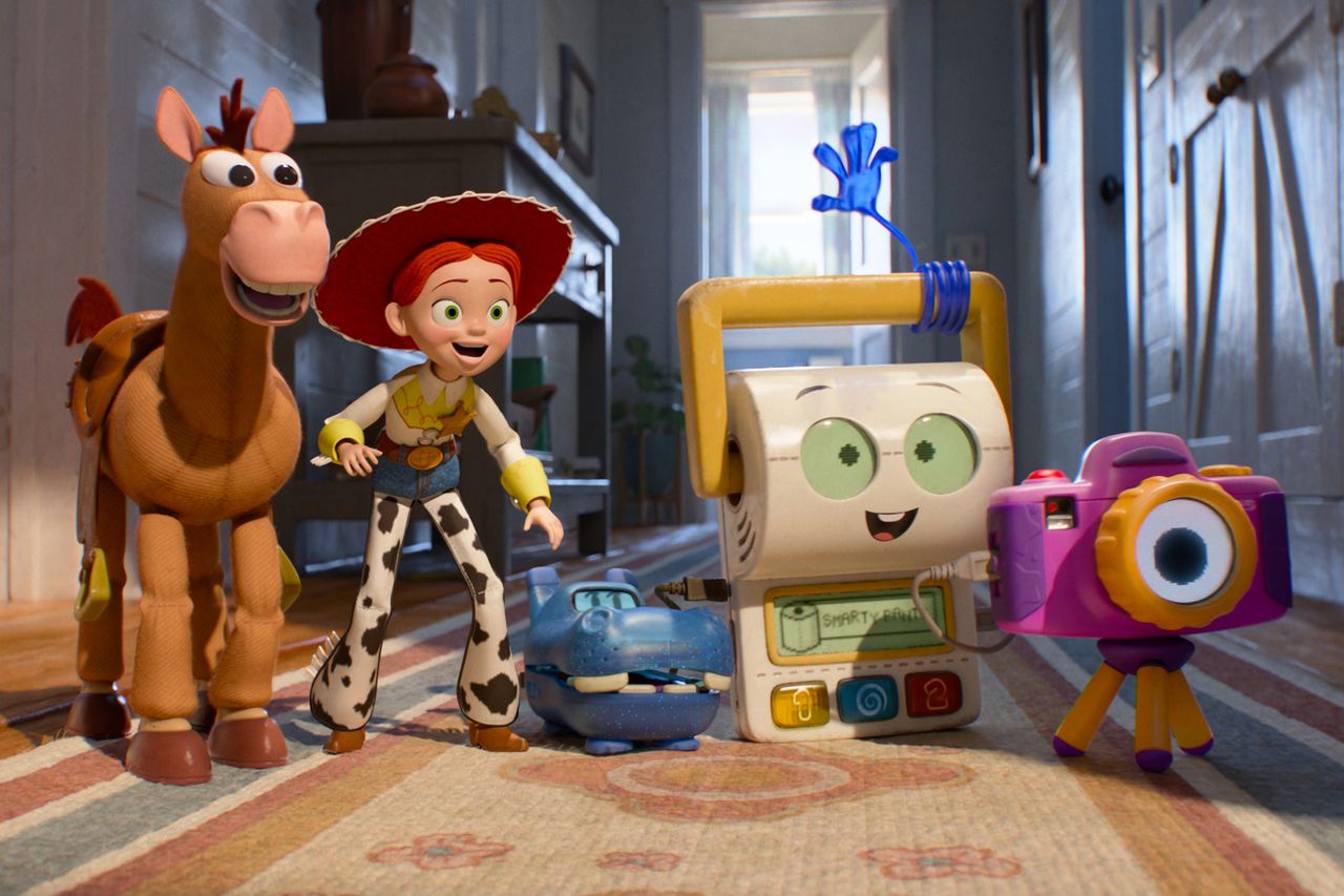 Bullseye, Jessie, Atlas, Smarty Pants, and Snappy in 'Toy Story 5' (2026)Credit: Disney/Pixar
