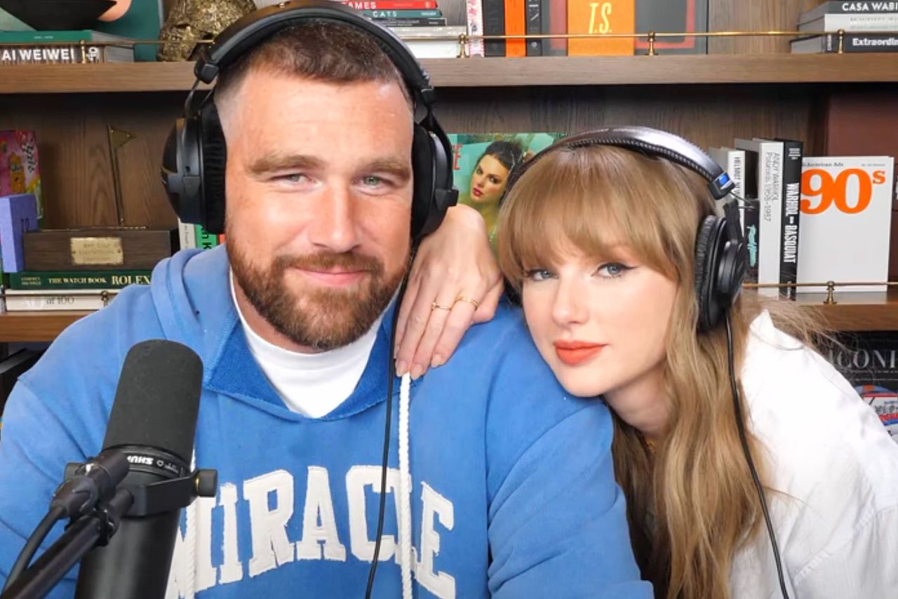 Taylor Swift, Travis Kelce, New Heights Podcast Travis Kelce and Taylor SwiftCredit: New Heights/YouTube