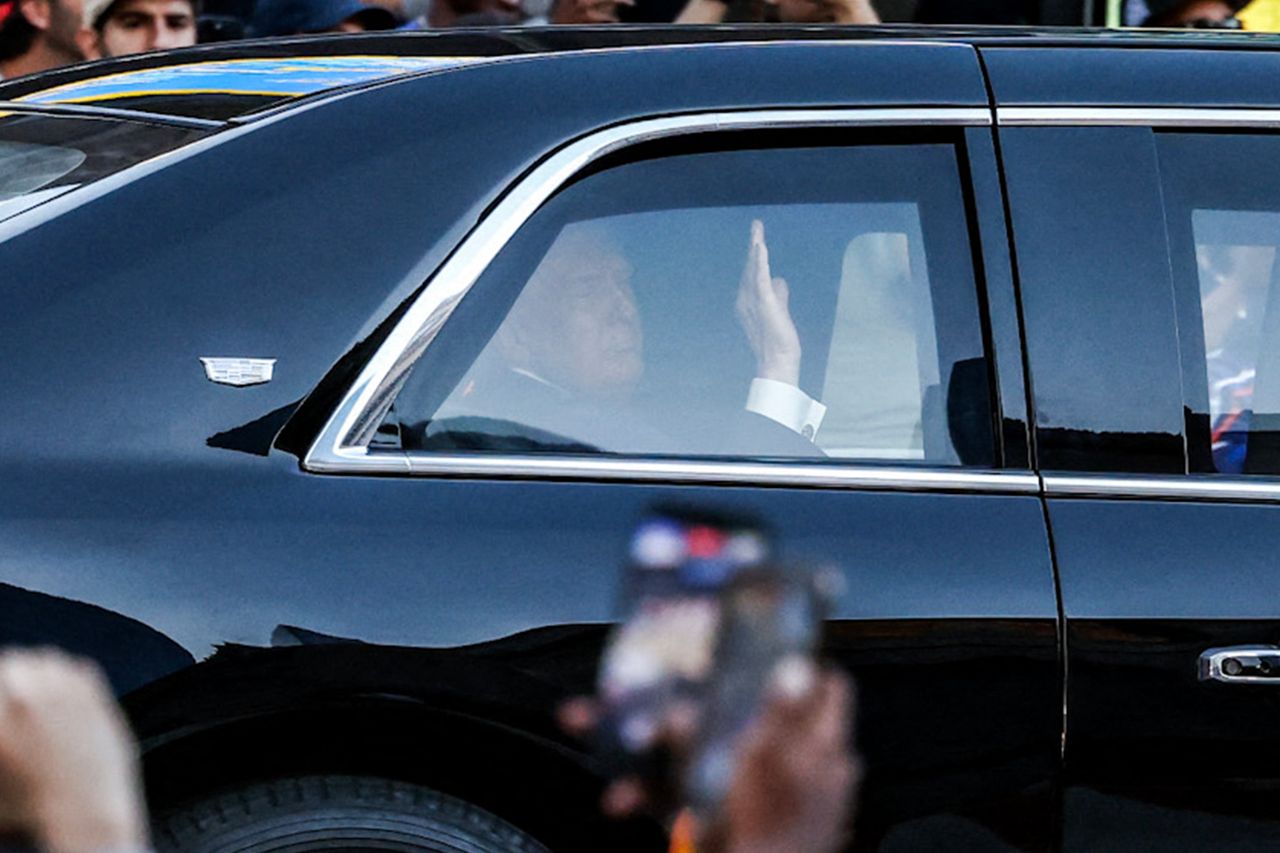 President Donald Trump waving outside Madison Square Garden on June 8Credit: CHARLY TRIBALLEAU / AFP via Getty