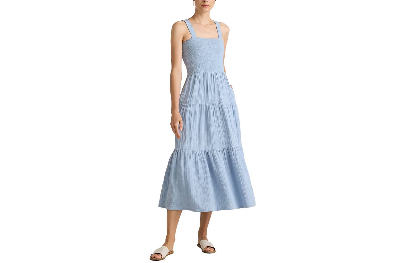 100% Organic Cotton Gauze Smocked Sleeveless Maxi Dress Credit: Quince