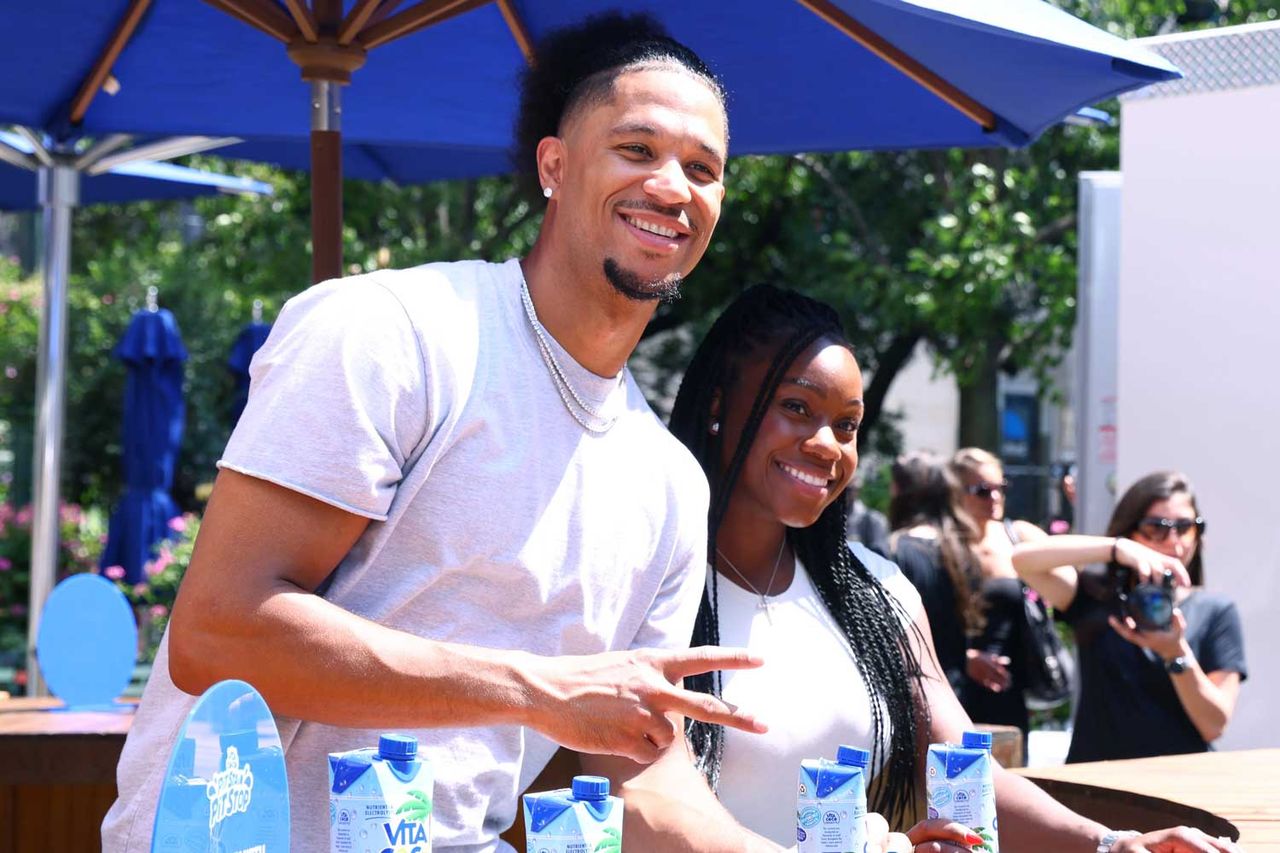 Josh Hart and his wife Shannon at the Vita Coco event.Credit: Vita Coco
