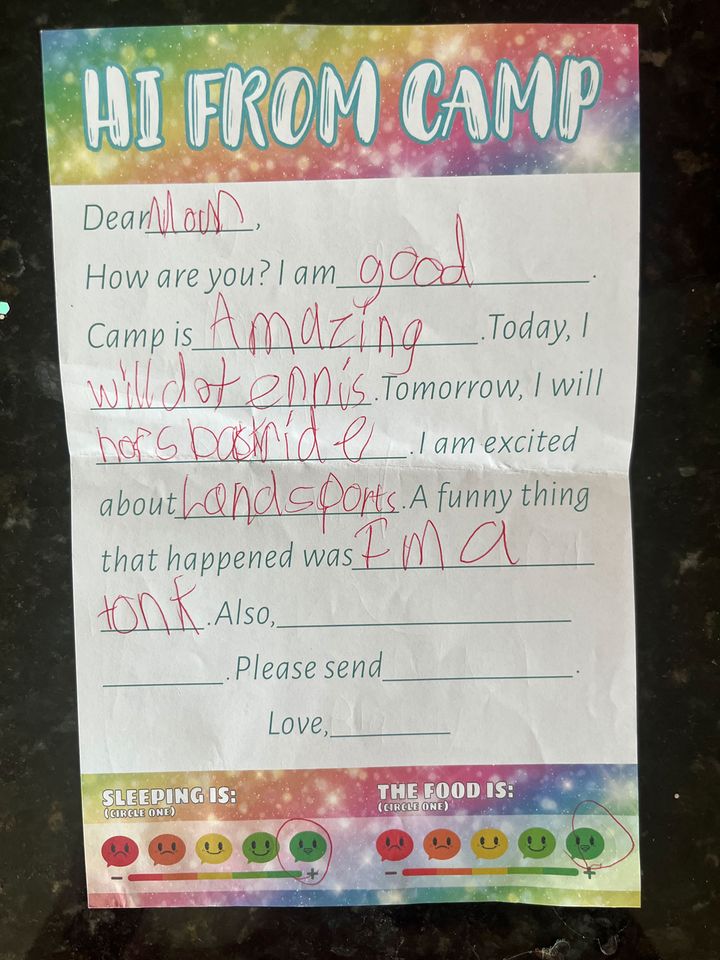 The letter Lindsey McLeod McCrory received from her daughter after the floods on July 4, 2025.Credit: Courtesy Lindsey McLeod McCrory