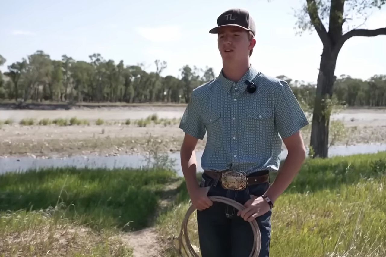 Montana teen Jory Thomas with his lassoCredit: KTVQ News/Youtube