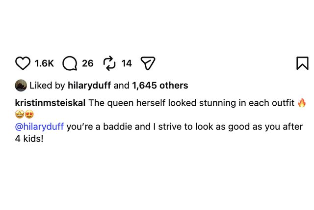 Hilary Duff likes fan's defense of her tour outfitsCredit: Christopher Polk/Shutterstock