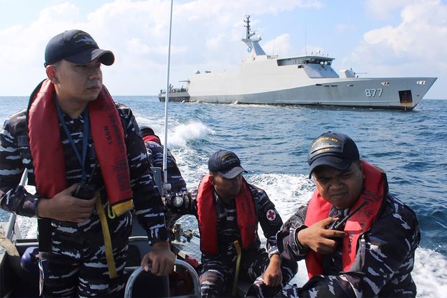 In this photo released by Makassar Search and Rescue Office on Sunday, July 19, 2026, Indonesian Navy personnel cruises on a rubber boat during a search for victims after a passenger boat sank in the waters near Balaloho Island in South Sulawesi, Indonesia. Indonesian Navy personnel are seen on a rubber boat during a search for victims on July 19, 2026Credit: Makassar SAR Office via AP