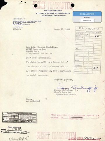 This document is a transcript of a 1949 conference held at Los Alamos Scientific Laboratory in Los Alamos, New MexicoCredit: Department of War