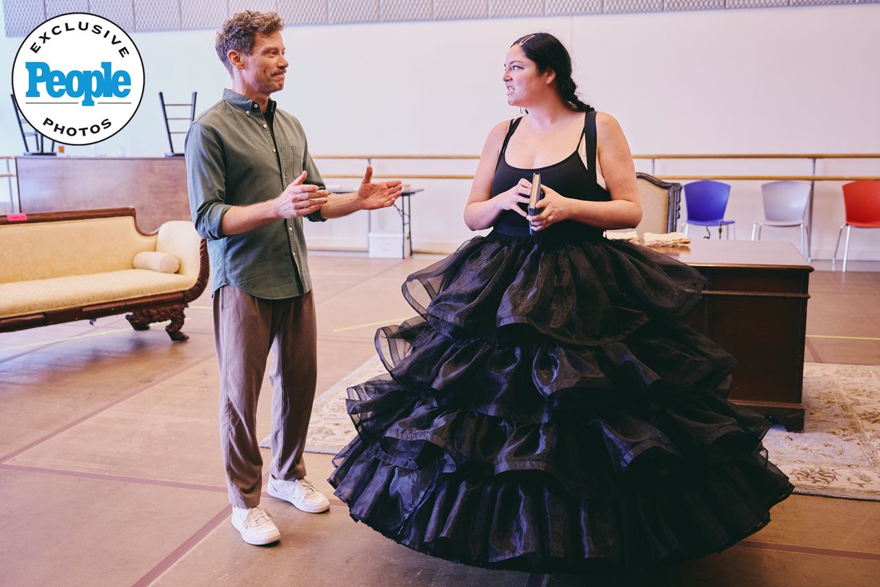 Barrett Foa and Meg Stalter rehearse for 'Oh, Mary!' on BroadwayCredit: Jenny Anderson