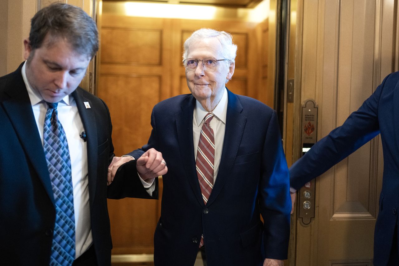 Sen. Mitch McConnell, R-Ky., is seen in the U.S. Capitol on Jan. 29.Credit: Tom Williams/CQ-Roll Call, Inc via Getty