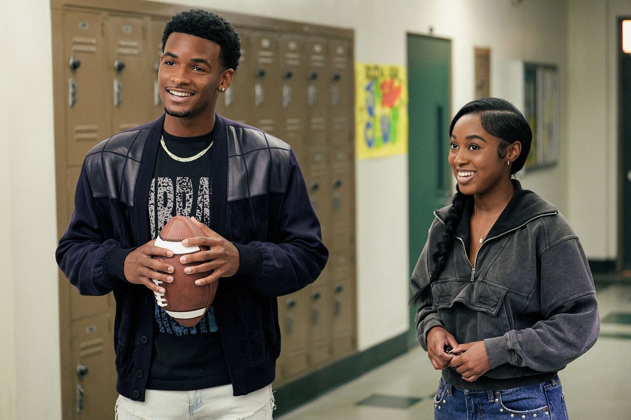 Nathaniel Logan McIntyre as KJ and Alexis Chikaeze as Amina in All American. Nathaniel Logan McIntyre as KJ and Alexis Chikaeze as Amina in ‘All American.’Credit: Troy Harvey/The CW