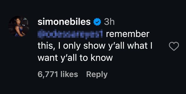 Simone Biles Shuts Down Commenter Simone Biles responds to Instagram comment