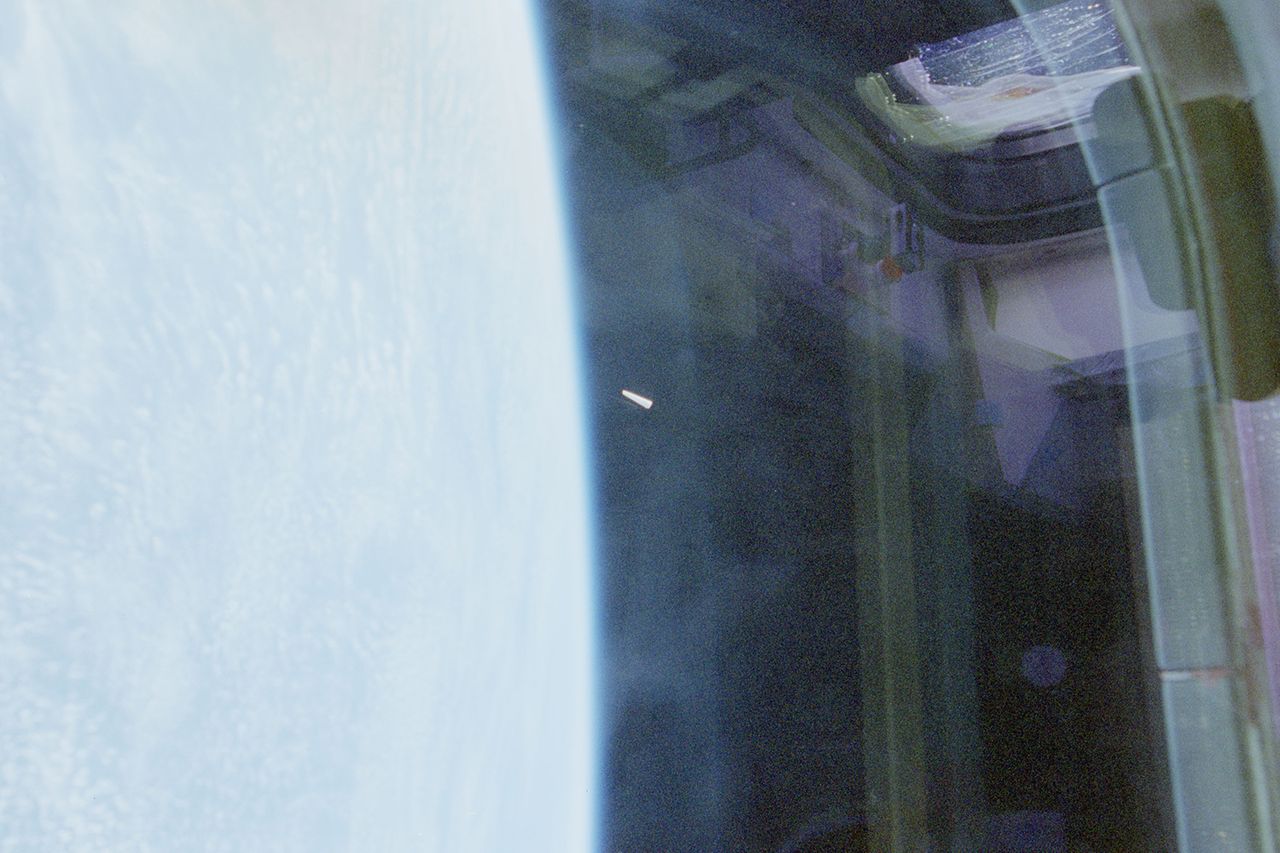 Between November 19 and December 7, 1996, astronauts aboard Space Shuttle Columbia captured a series of three images of an unidentified object in low-Earth orbitCredit: Department of War