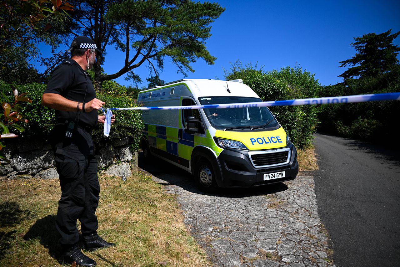 A police officer outside the house of Ann Widdecombe on July 11, 2026Credit: Finnbarr Webster/Getty