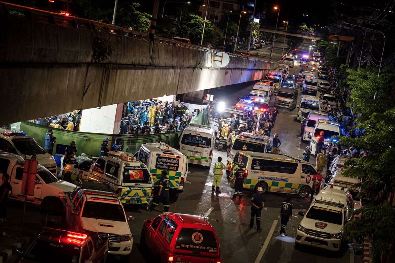 Emergency service vehicles respond to a deadly fire at a pub in Bangkok on July 13, 2026Credit: Getty