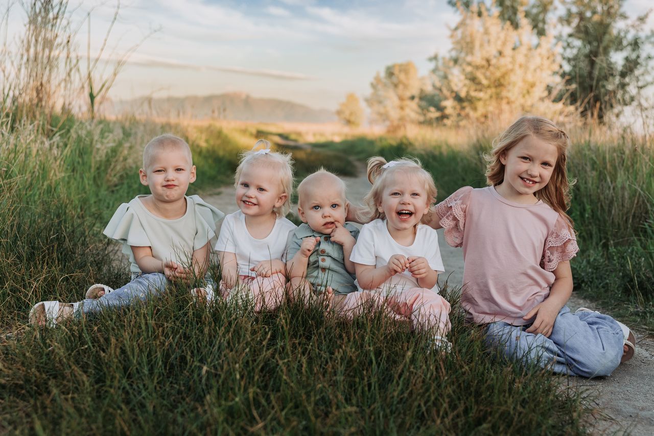 Toddler Receives Life-Saving Bone Marrow Donation from Sister Emma Melina (left) with her four siblings.Credit: Parker Solum