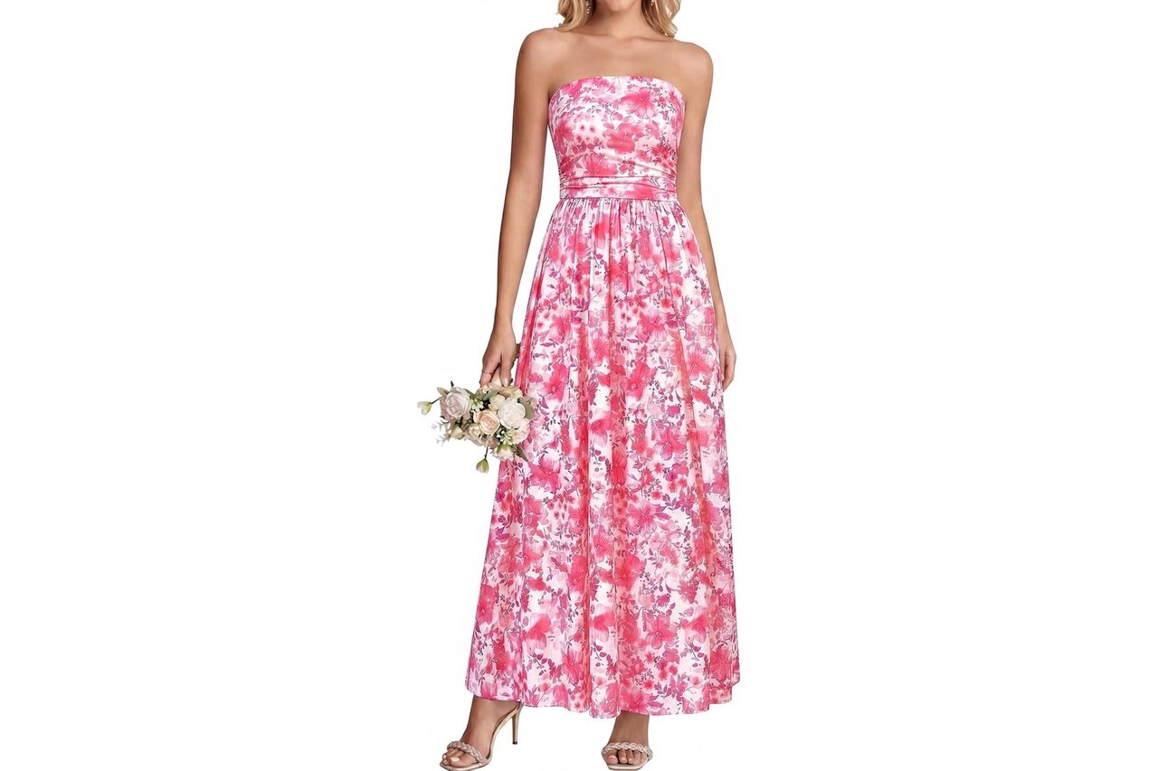 BTFBM Summer Maxi Dresses for Women 2026 Strapless Tube Top Floral Spring Wedding Guest Dress Beach Vacation Outfits Credit: Amazon