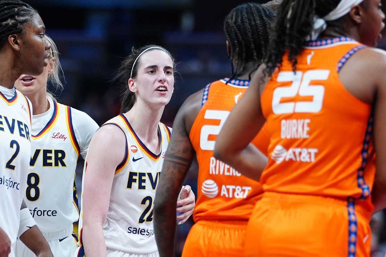 ndiana Fever guard Caitlin Clark (22) and Connecticut Sun guard Saniya Rivers (22) exchange words on July 22, 2026, at Gainbridge Fieldhouse in Indianapolis, Indiana. Caitlin Clark on July 22, 2026 in IndianaCredit: Brian Spurlock/Icon Sportswire via Getty