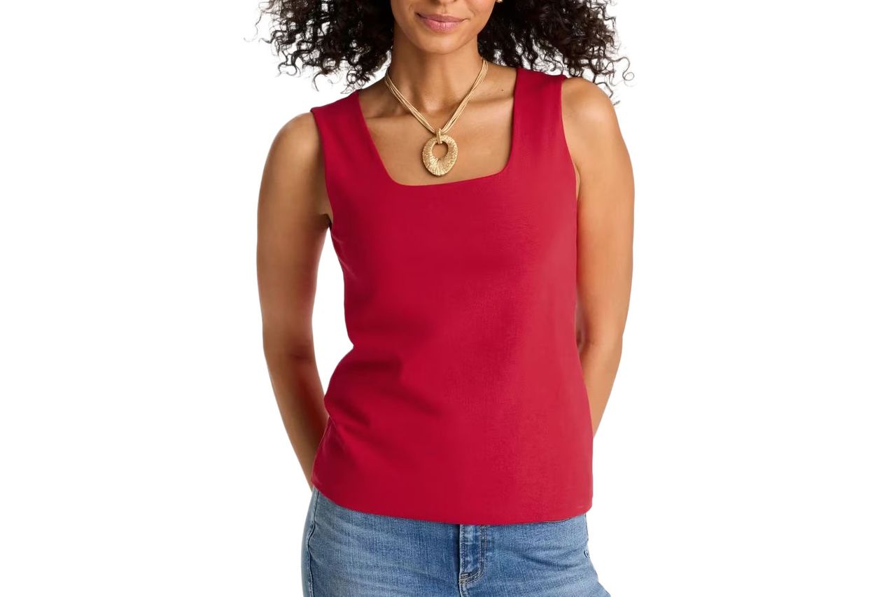 Chicos Contour Cotton Square Neck Tank Credit: Chicos
